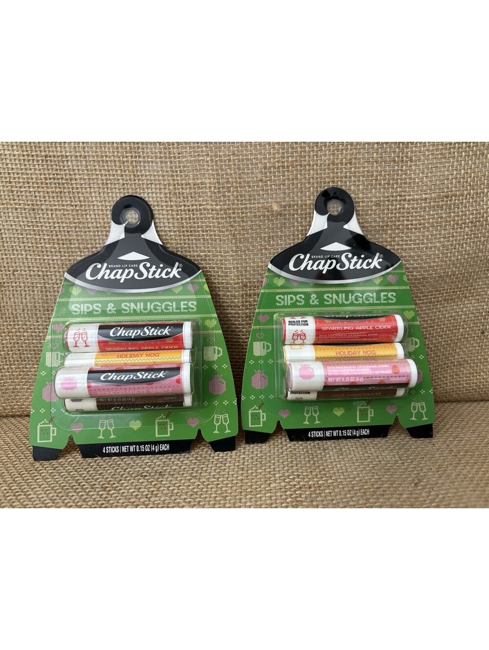 Lot 2 Packs ChapStick Lip Balm 8 Sticks. Cozy & Snuggles 0.15oz